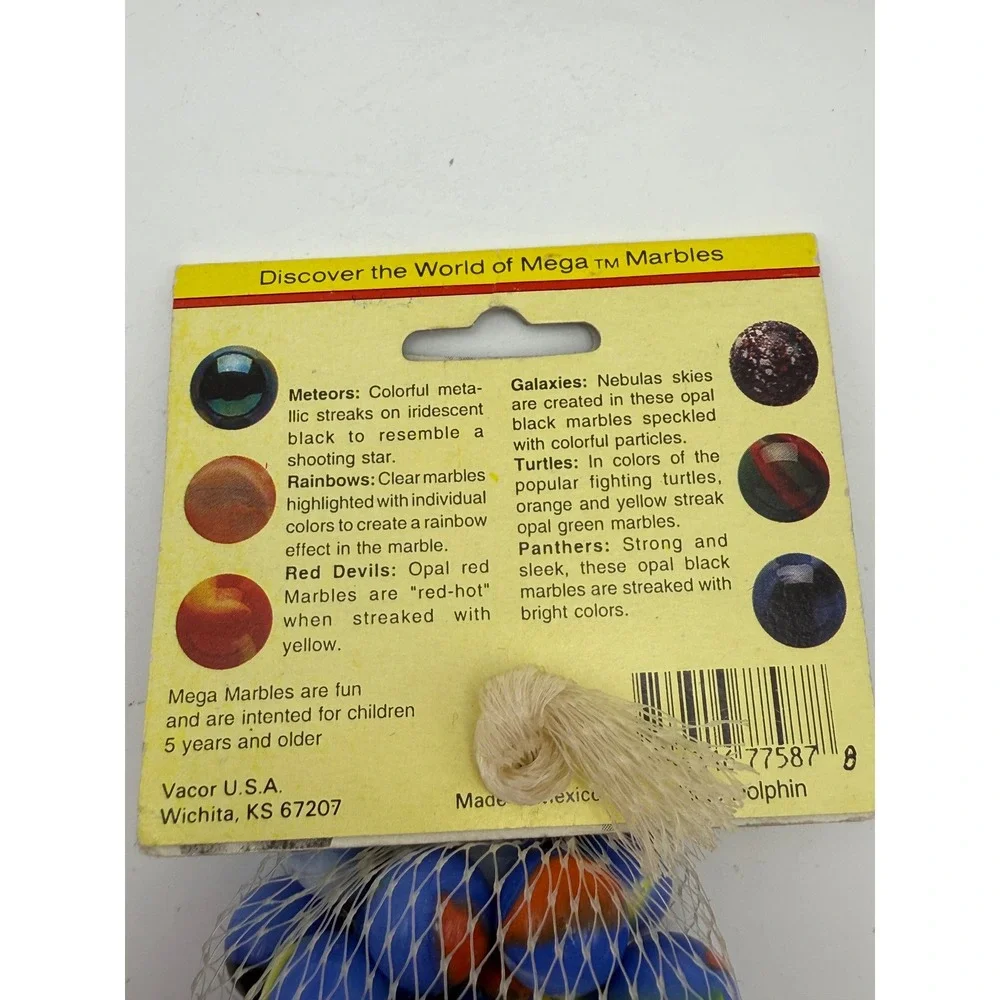 Vtg Mega Marbles Blue Dolphin Collector Series Glass‎ Marbles Vacor Mexico New